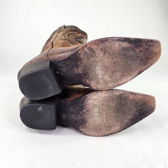 J.B. Dillon Cowboy Western Winged Cross Embroidered Cut Out US 8 B Snip-Toe Boot - Picture 6 of 14